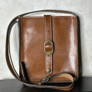 Patricia Nash Heritage Collection Smooth Tan Leather Venezia Crossbody Bag Purse